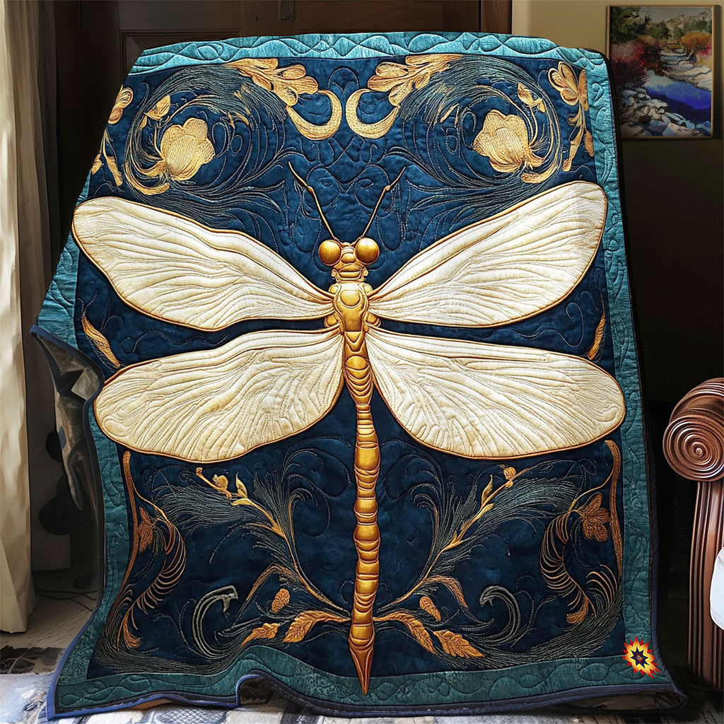 Abstract Royal Dragonfly Quilt Blanket Nice Throw Blanket Dragonfly Gifts For Women