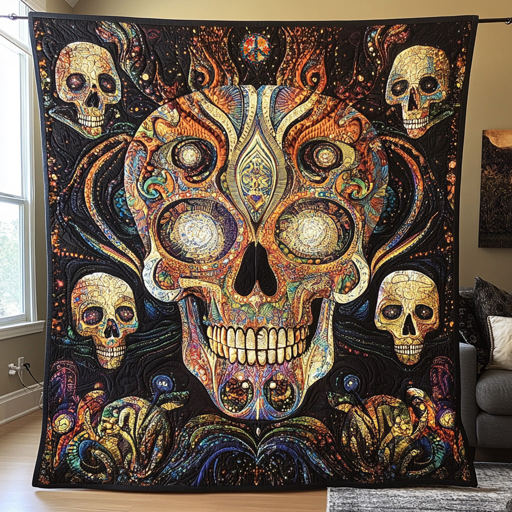 Abstract Skull Quilt Blanket Unique Christmas Skull Gifts For Him