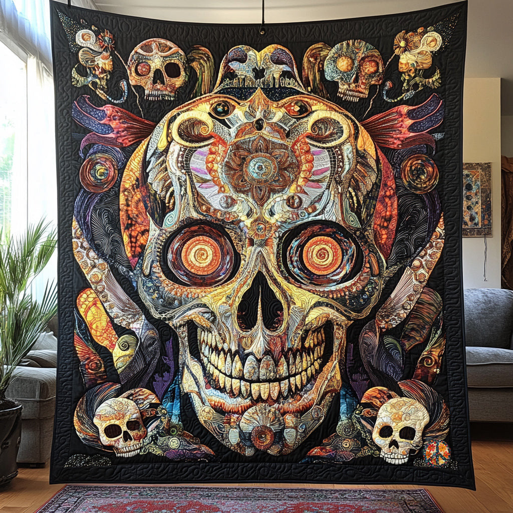 Abstract Skull Quilt Blanket Unique Christmas Skull Gifts For Him