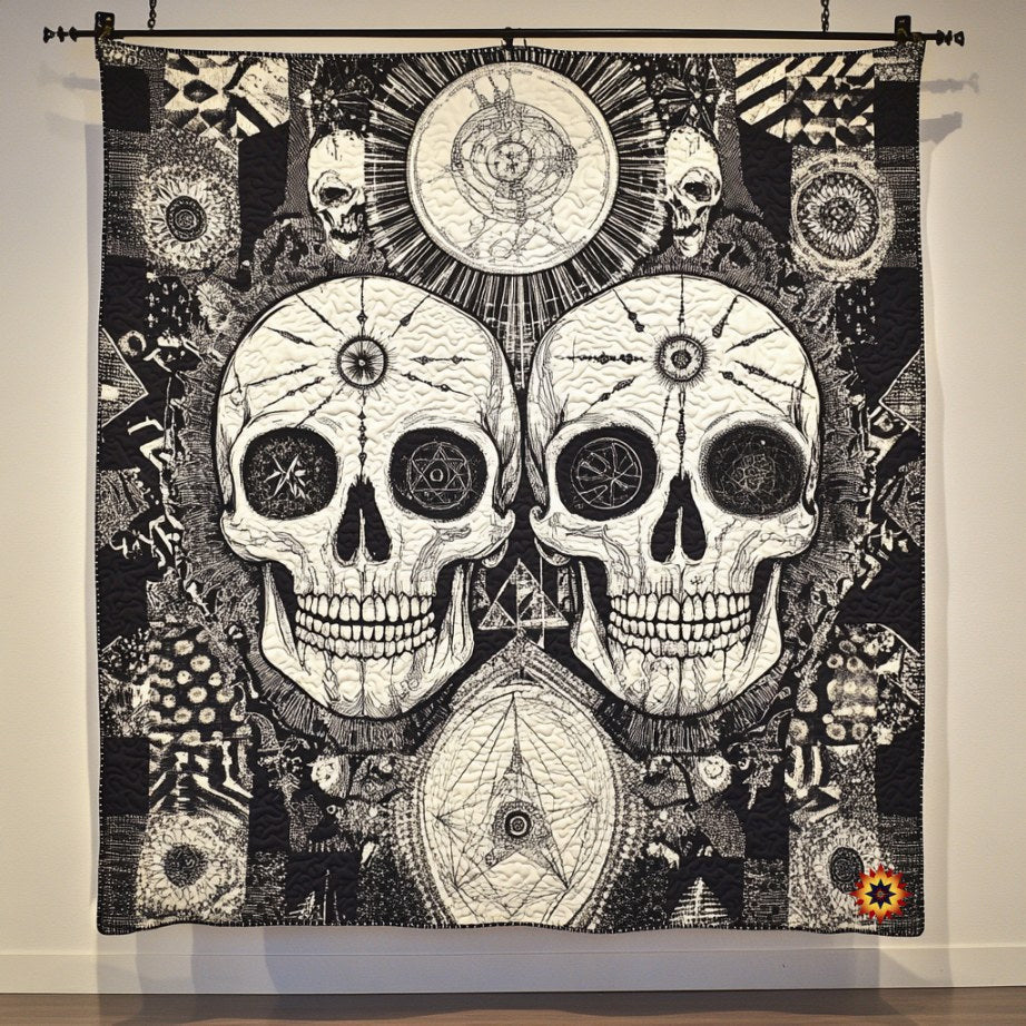 Abstract Skull Quilt Blanket Cool Skull Gifts For Her